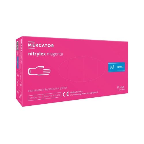 Mercator Nitrylex-Handschuhe (100 Stück – M) magenta, puderfrei 