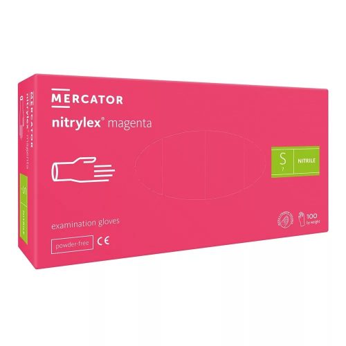 Mercator Nitrylex-Handschuhe (100 Stück – S) magenta, puderfrei 