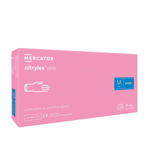 Mercator Nitrylex-Handschuhe (100 Stück – M) pink, puderfrei 