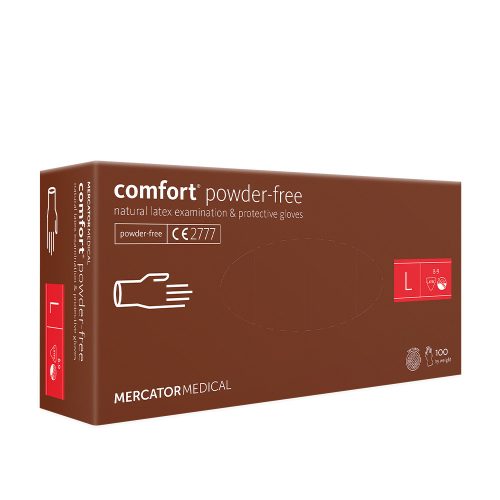 Mercator Comfort Latexhandschuhe (100 Stück - L) weiß, puderfrei 