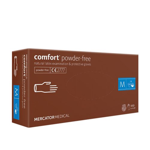 Mercator Comfort Latexhandschuhe (100 Stück – M) weiß, puderfrei 