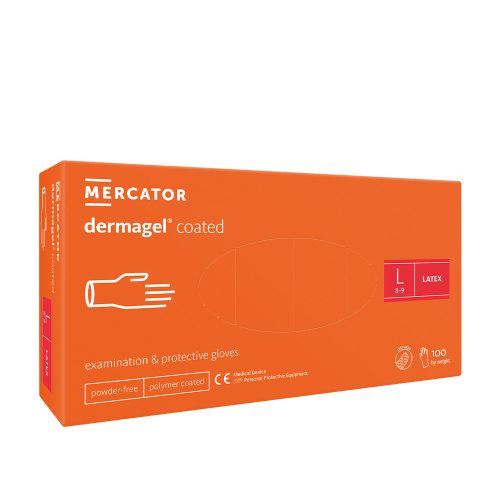 Mercator Dermagel Latexhandschuhe (100 Stück -L) weiß, puderfrei 