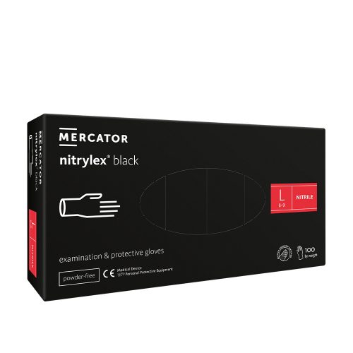 Mercator Nitrylex-Handschuhe (100 Stück - L) schwarz, puderfrei 