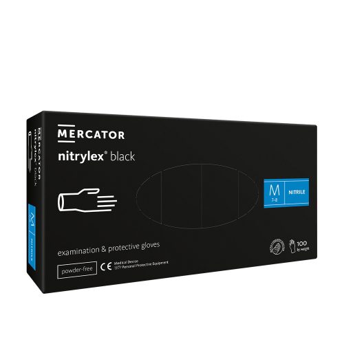 Mercator Nitrylex-Handschuhe (100 Stück – M) schwarz, puderfrei 